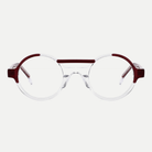 Florence burgundy / crystal clear acetate eyeglasses, front view