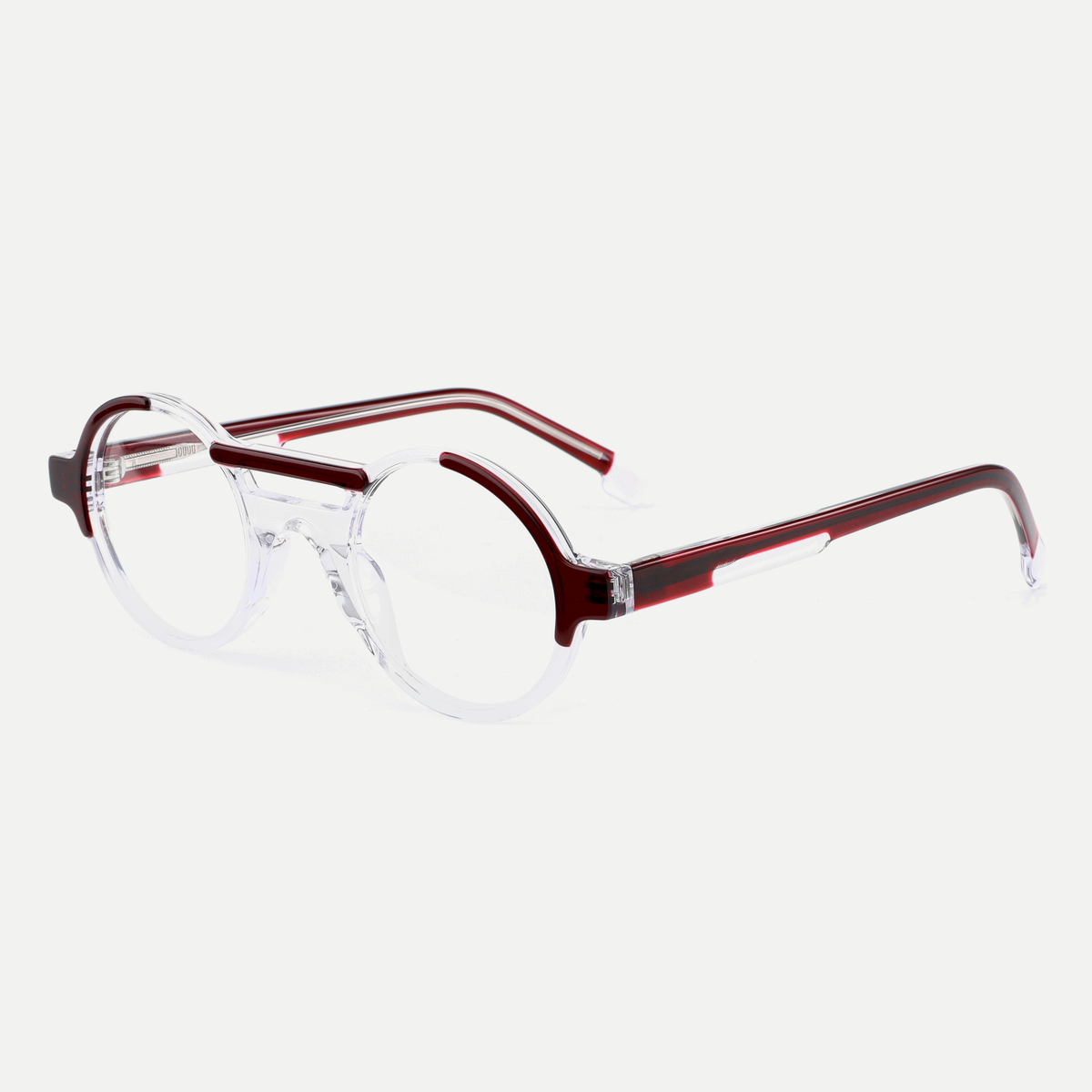 Florence burgundy / crystal clear acetate eyeglasses, angled view
