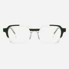 Margot forest green / crystal clear acetate eyeglasses, front view