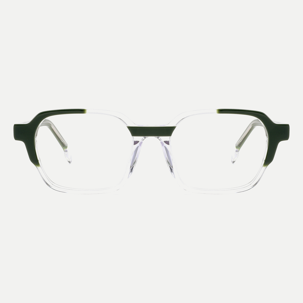 Margot forest green / crystal clear acetate eyeglasses, front view