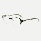 Margot forest green / crystal clear acetate eyeglasses, angled view