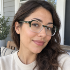 Margot forest green / crystal clear acetate eyeglasses, lifestyle wearing photo