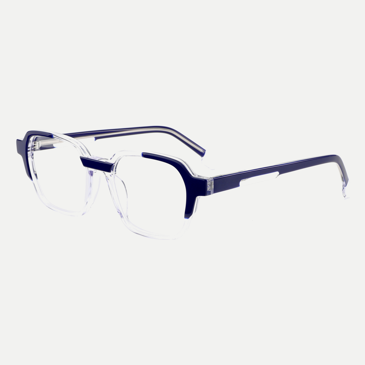 Margot navy / crystal clear acetate eyeglasses, angled view