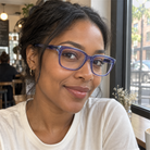 Celeste crystal violet acetate eyeglasses, lifestyle wearing photo