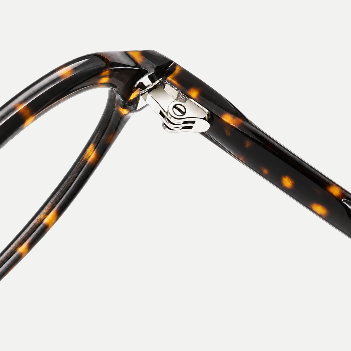Laurel tortoise eyeglasses, inner hinge detail
