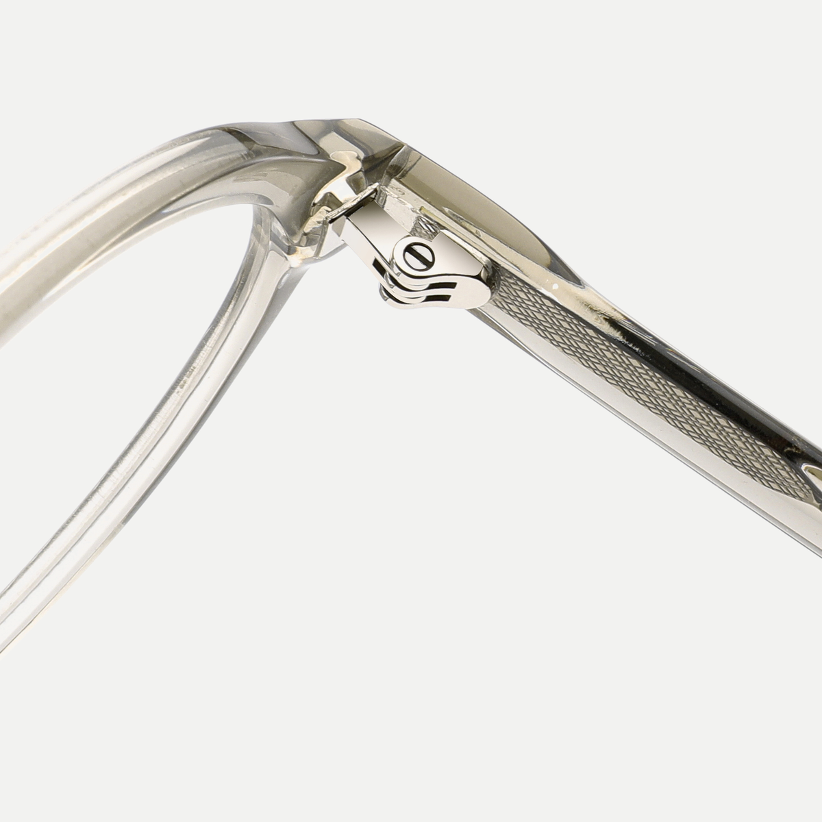 Laurel crystal champagne eyeglasses, inner hinge detail