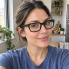 Isabel black acetate eyeglasses, lifestyle wearing photo