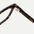 Cecily dark tortoise eyeglasses, inner hinge detail