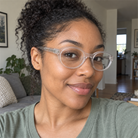 Colette crystal clear acetate eyeglasses, lifestyle wearing photo