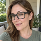 Matilda charcoal gray acetate eyeglasses, lifestyle wearing photo