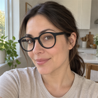 Rosalie black acetate eyeglasses, lifestyle wearing photo