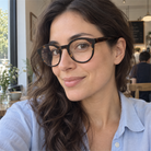 Rosalie tortoise acetate eyeglasses, lifestyle wearing photo