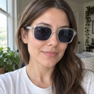 Skye crystal clear / slate blue sunglasses, lifestyle view