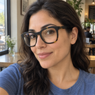 Juliette dark tortoise acetate eyeglasses, lifestyle wearing photo