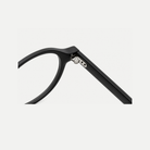 Marlow matte black acetate glasses, hinge detail