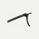 Marlow matte black acetate glasses, temple detail