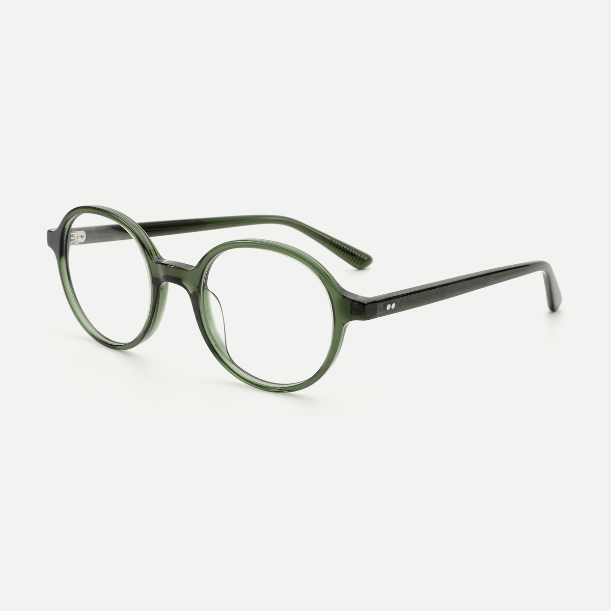Marlow forest green acetate glasses, angled view