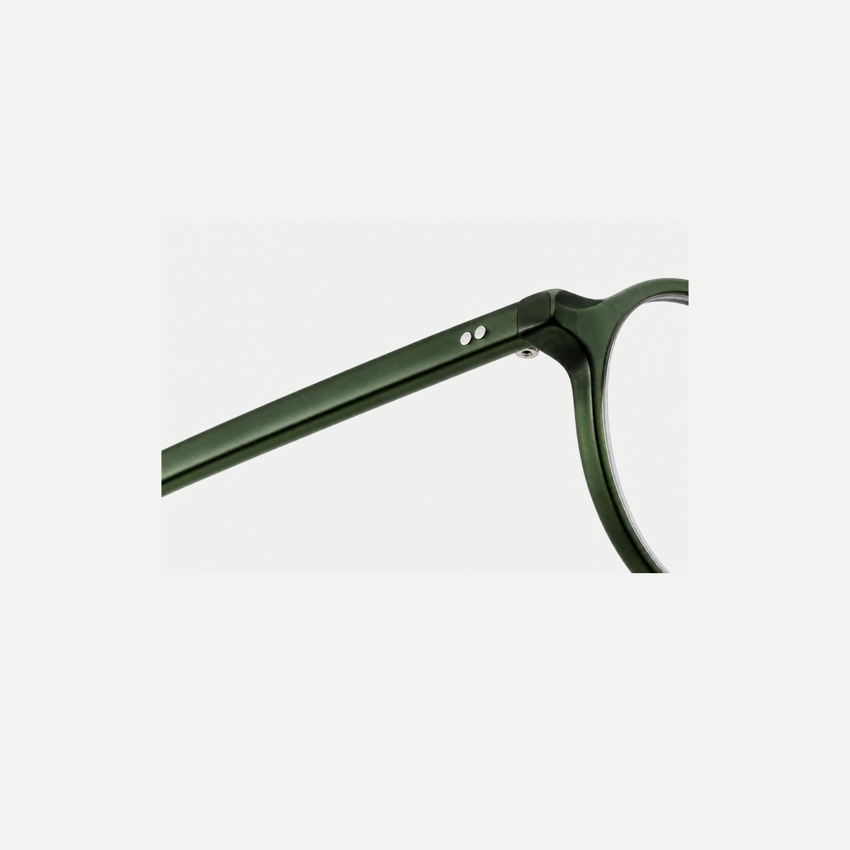 Marlow forest green acetate glasses, temple detail