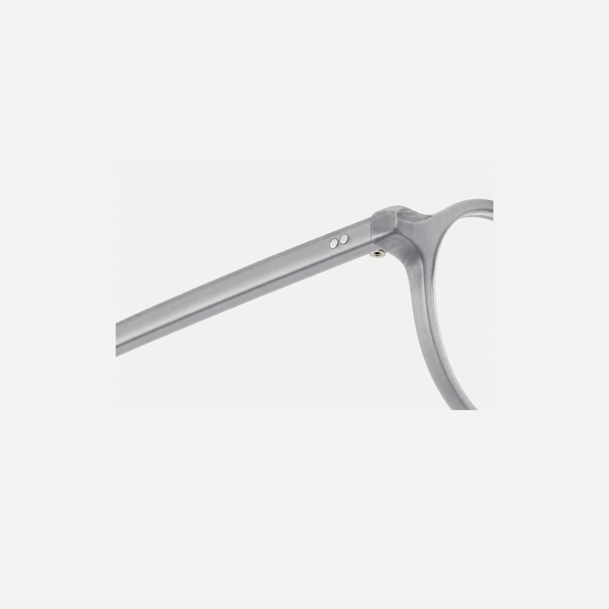 Marlow frost gray acetate glasses, temple detail
