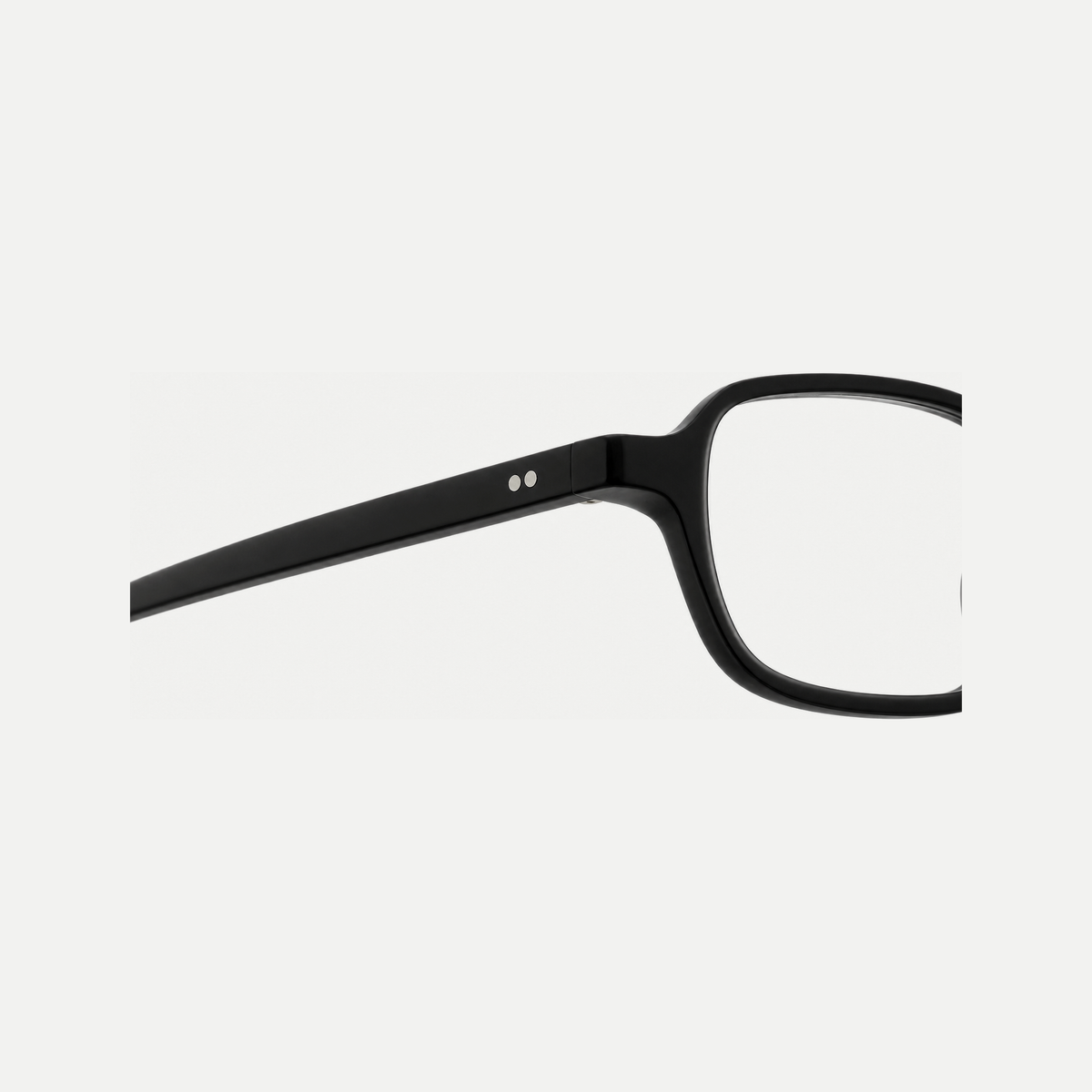 Evelyn black acetate glasses, temple detail