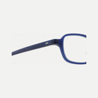 Evelyn blue acetate glasses, temple detail