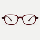 Evelyn burgundy acetate glasses, front view