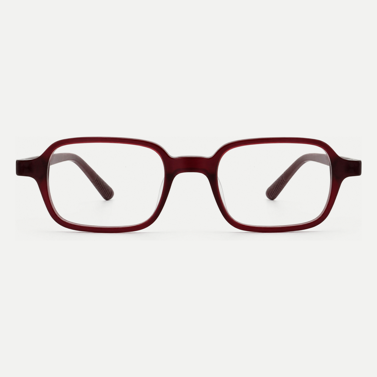 Evelyn burgundy acetate glasses, front view
