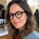Clara black acetate glasses worn by a customer
