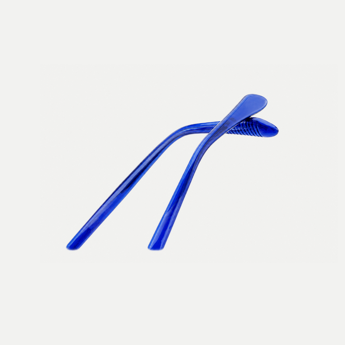 Clara blue acetate glasses, temple tips detail