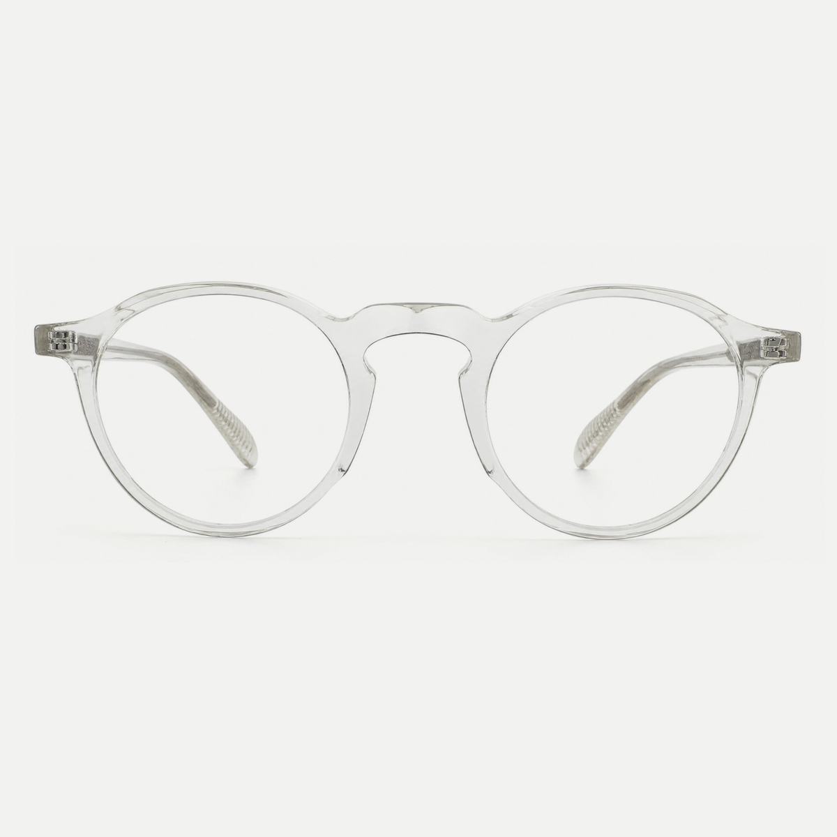 Clara crystal clear acetate glasses, front view