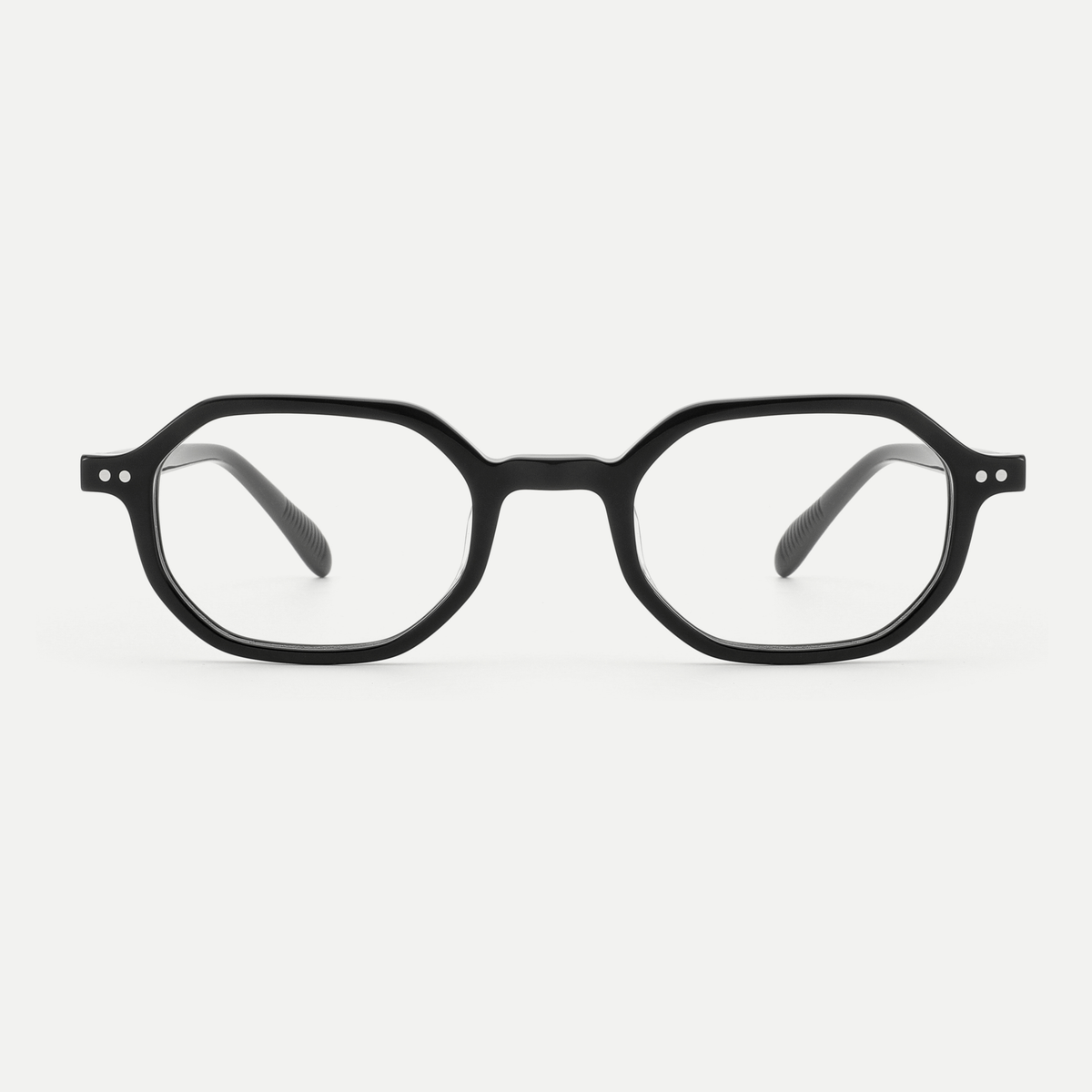 Audrey black acetate glasses, front view