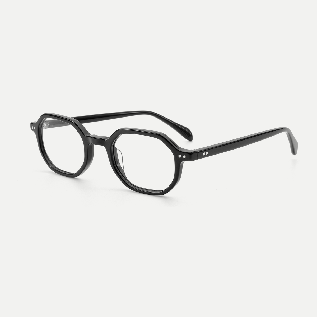 Audrey black acetate glasses, angled view