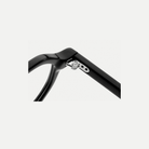 Audrey black acetate glasses, hinge detail