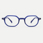 Audrey blue acetate glasses, front view