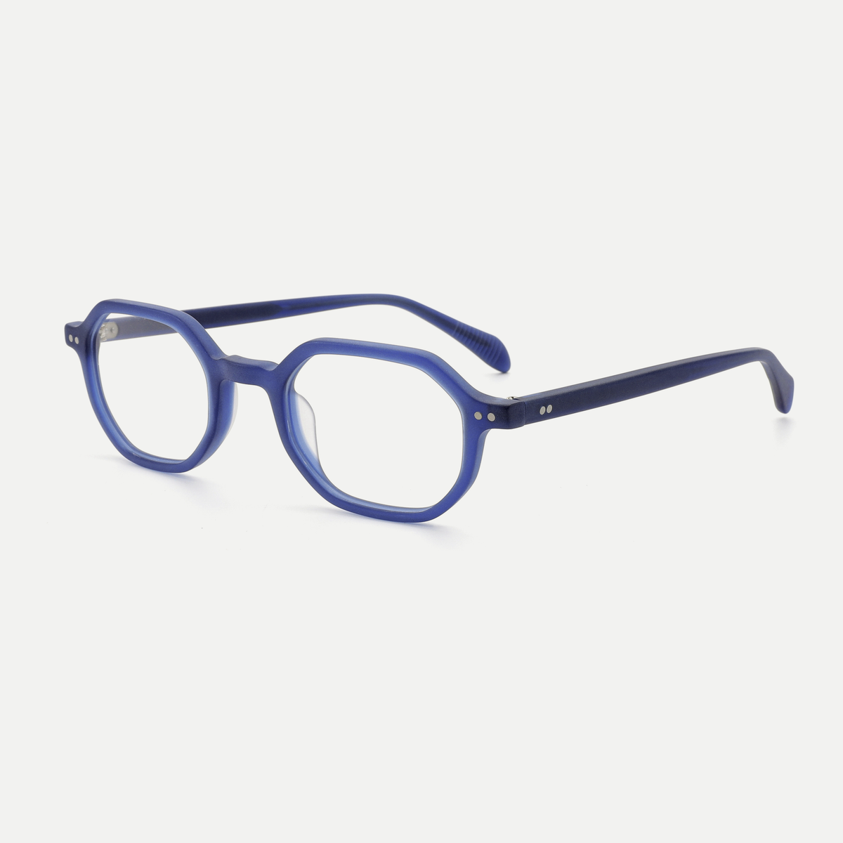 Audrey blue acetate glasses, angled view