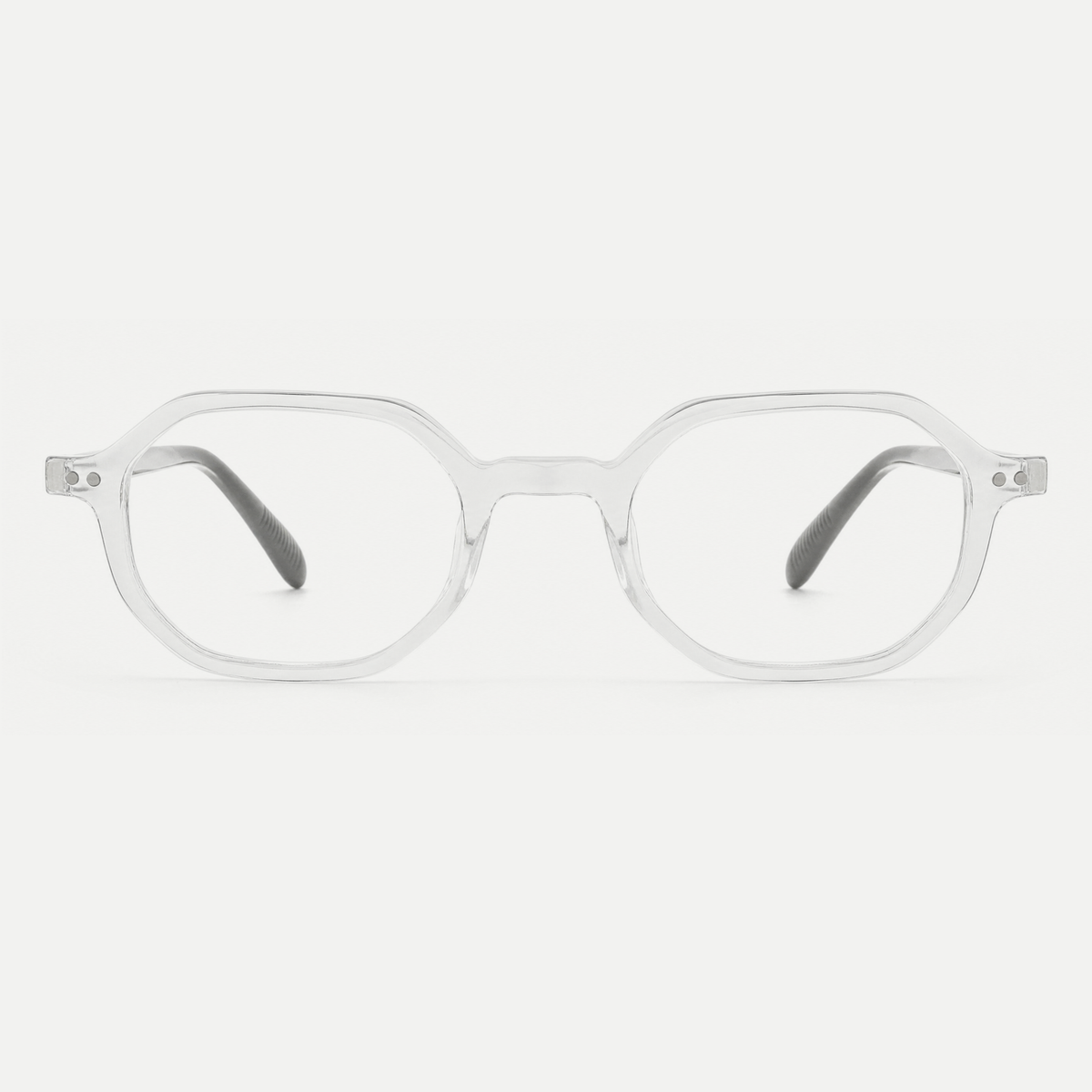Audrey crystal clear acetate glasses, front view
