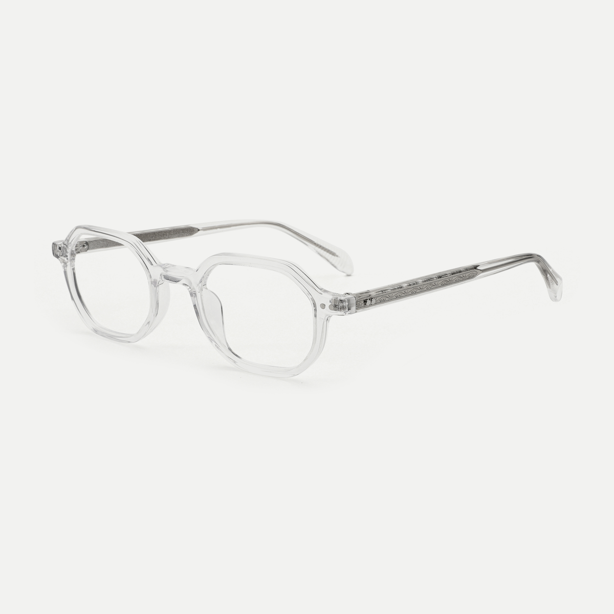 Audrey crystal clear acetate glasses, angled view