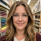 Audrey crystal clear acetate glasses worn by a customer