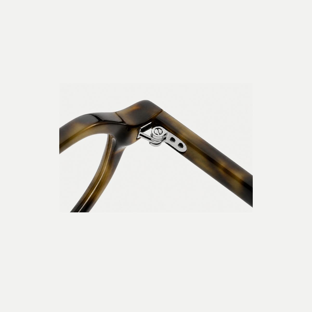 Audrey tortoise brown acetate glasses, hinge detail