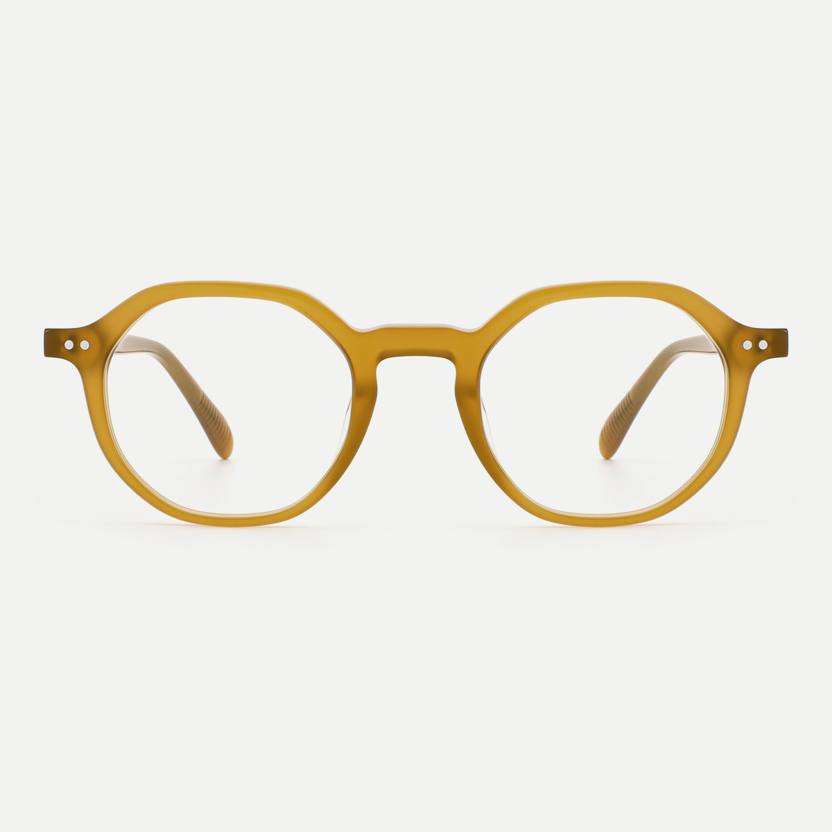 Hazel honey amber acetate glasses, front view