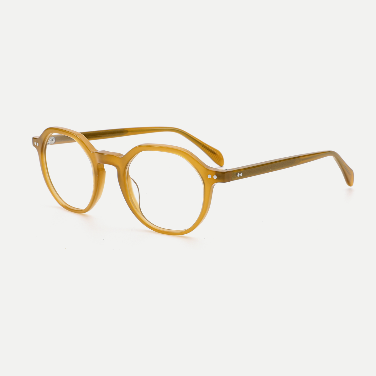 Hazel honey amber acetate glasses, angled view