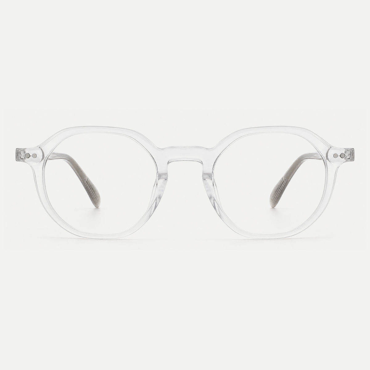Hazel crystal clear acetate glasses, front view