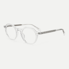 Hazel crystal clear acetate glasses, angled view