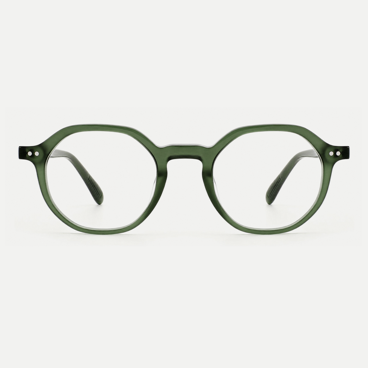 Hazel forest green acetate glasses, front view