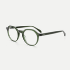 Hazel forest green acetate glasses, angled view