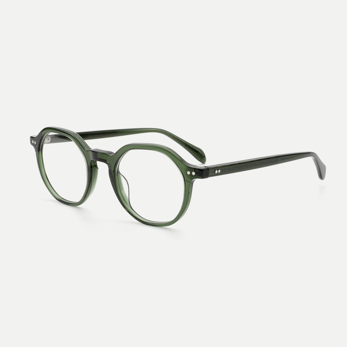 Hazel forest green acetate glasses, angled view