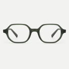 Vivian olive green acetate glasses, front view