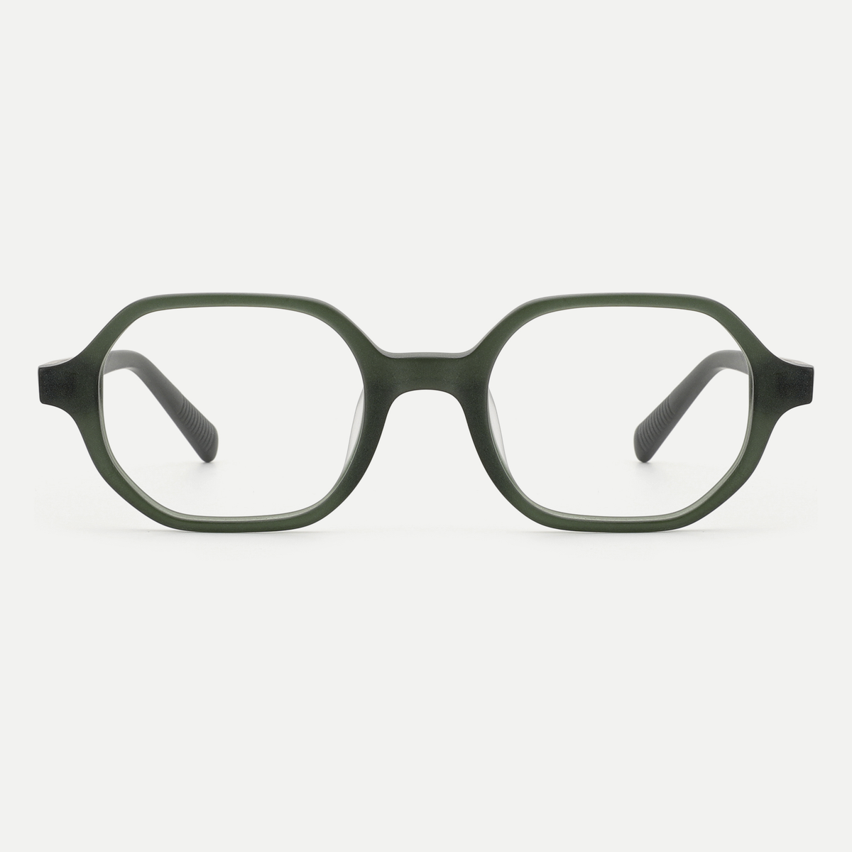 Vivian olive green acetate glasses, front view
