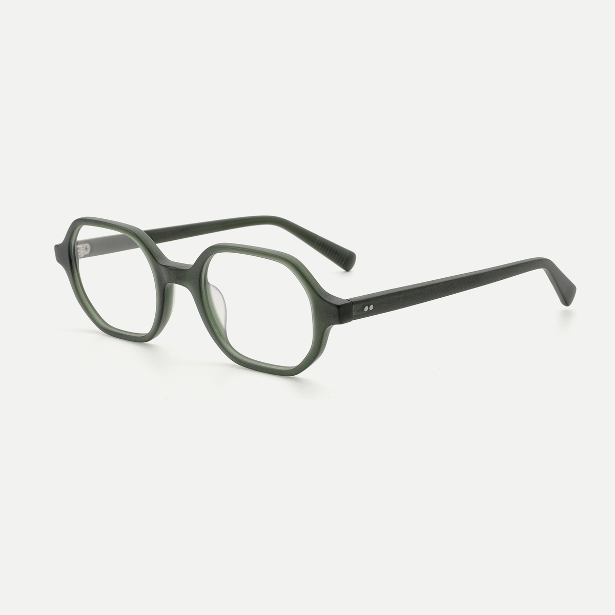 Vivian olive green acetate glasses, angled view