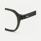 Vivian olive green acetate glasses, temple detail